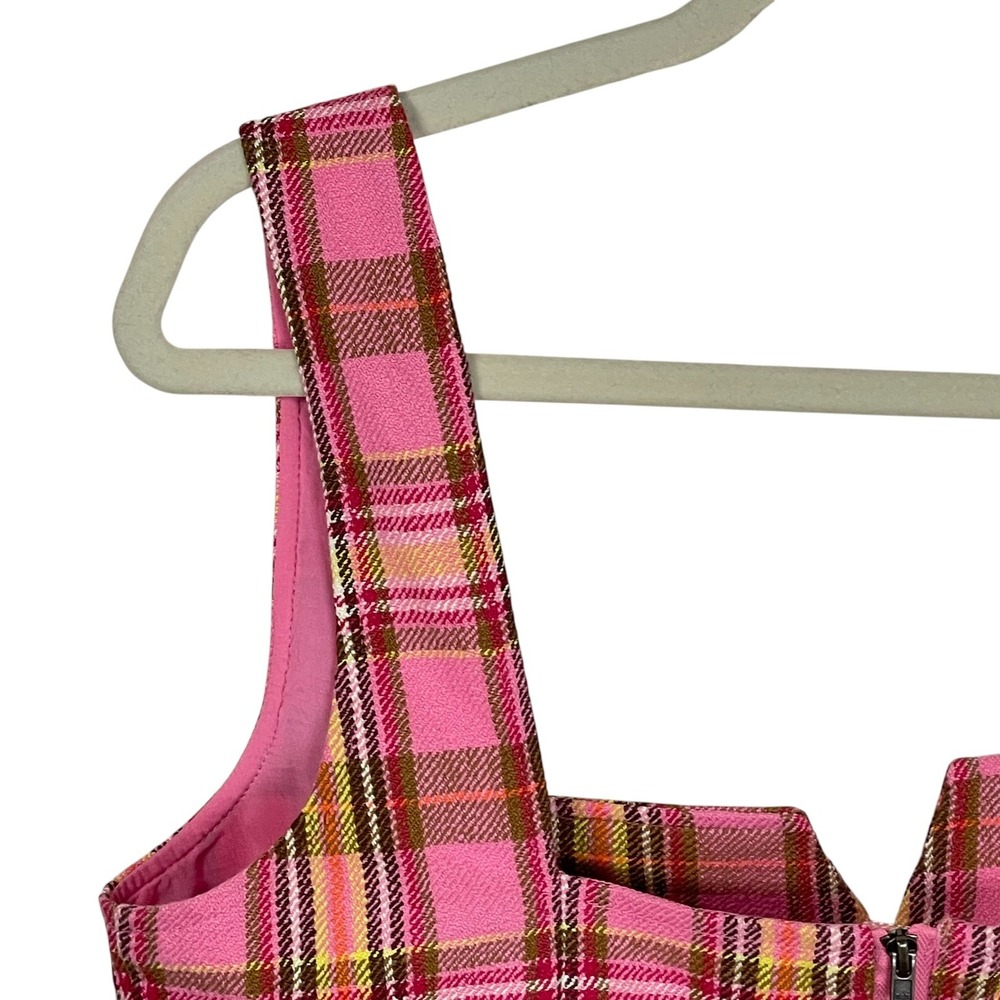 Maeve by Anthropologie US 10 Pink Plaid Structured Corset Bustier Top - Picture 5 of 9